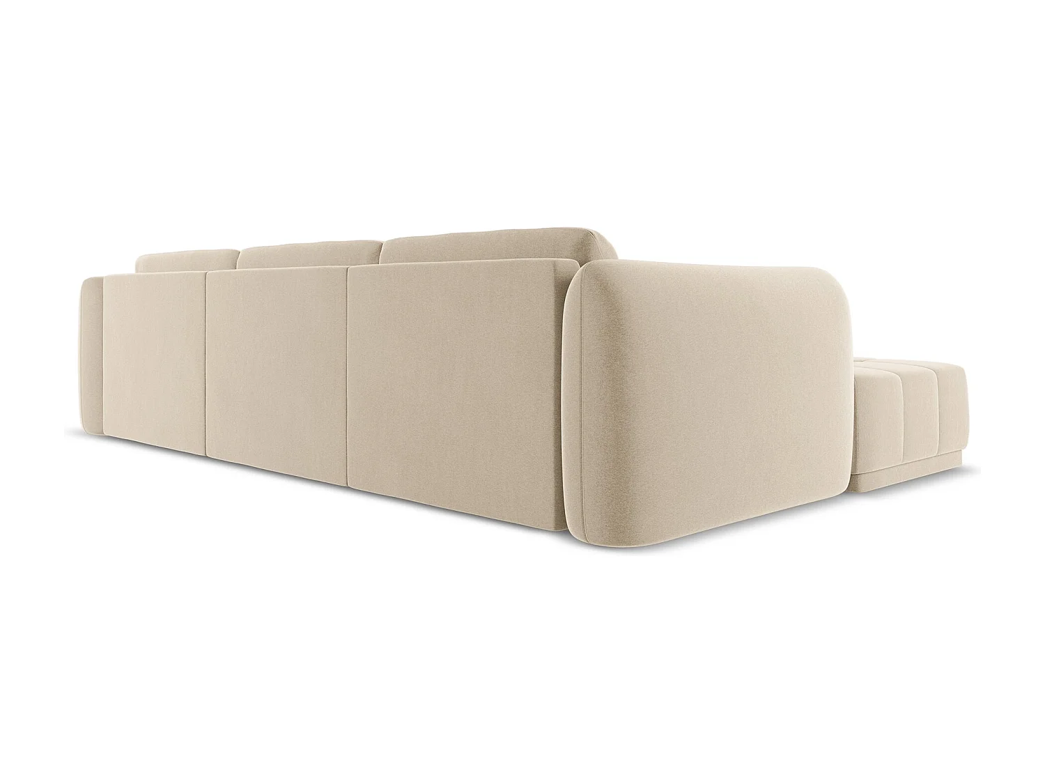 Ecksofa - Ecke Links - Samt - Hell beige - HOKU