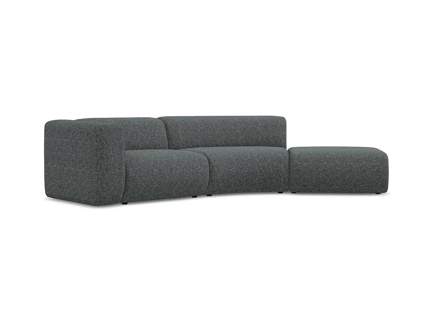 Vierzits modulaire bank rechts van grafiet textuurstof - EKAHI