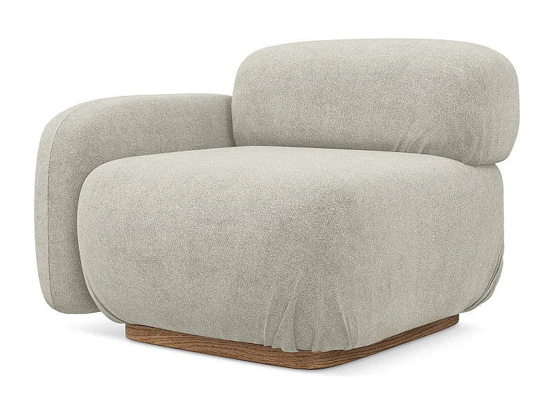 Module avec accoudoirs gauche en tissu bouclette - beige clair - AILANI