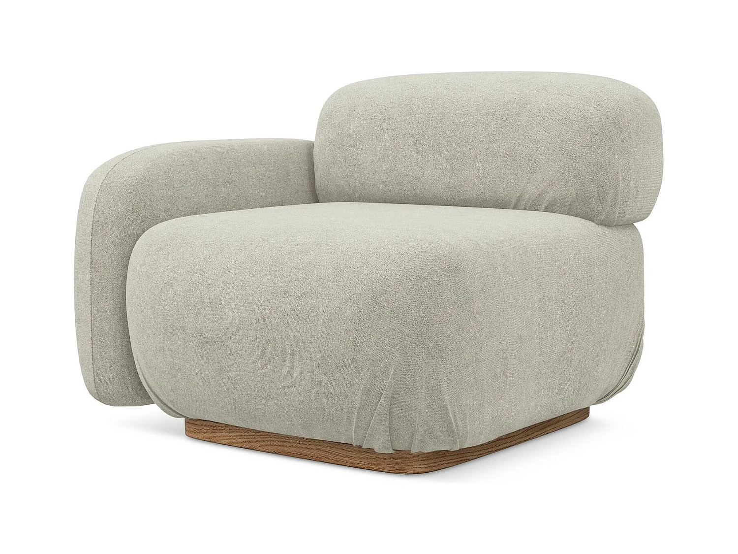 Module avec accoudoirs gauche en tissu bouclette - beige clair - AILANI