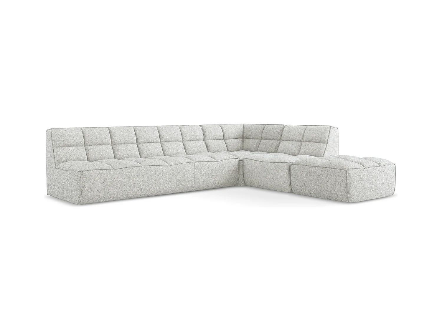 5-Sitzer Modulares Ecksofa - Ecke Rechts - Strukturstoff - Beige - KALAI