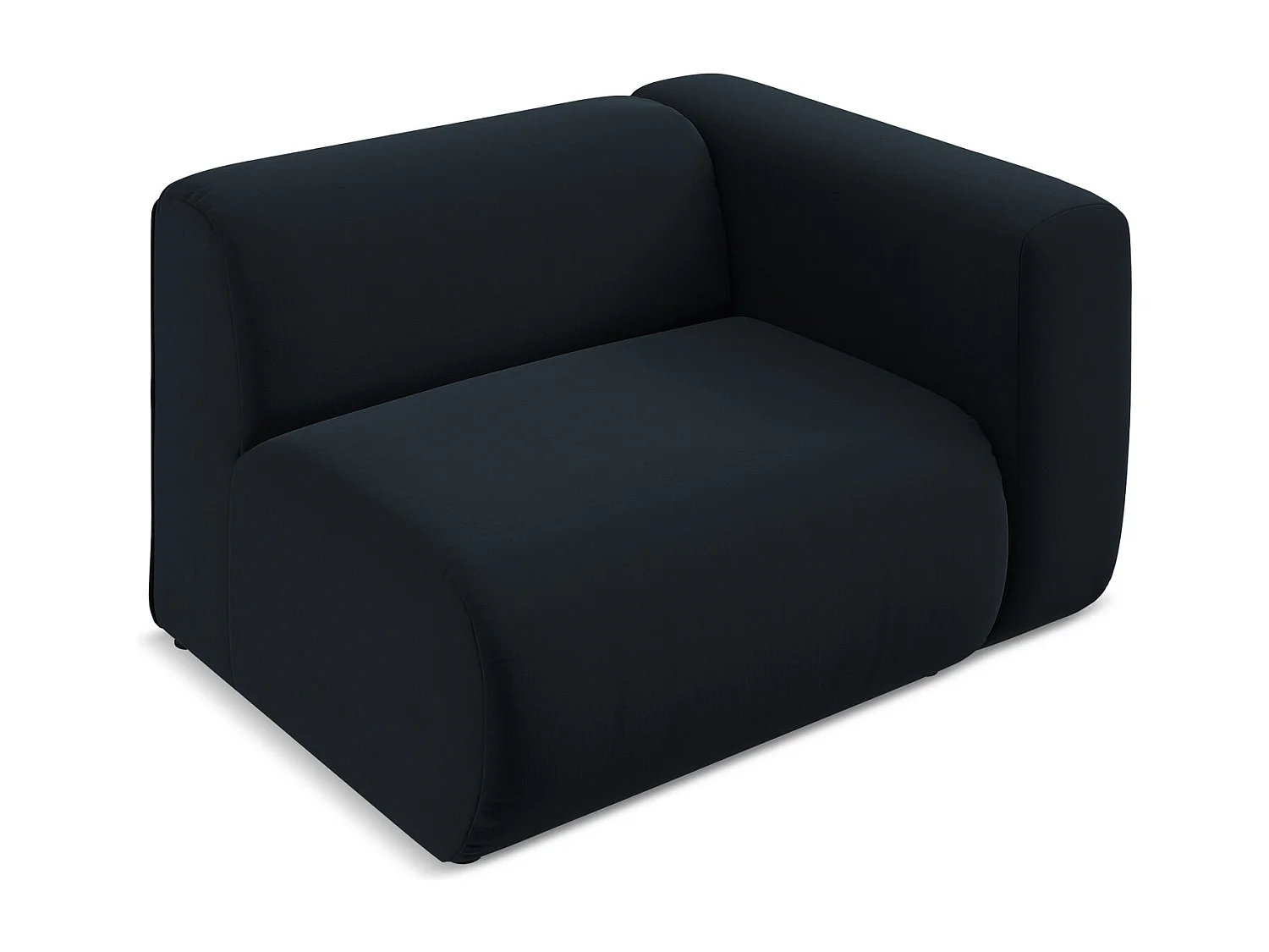 Module avec accoudoirs droit en velours - bleu royal - EKAHI