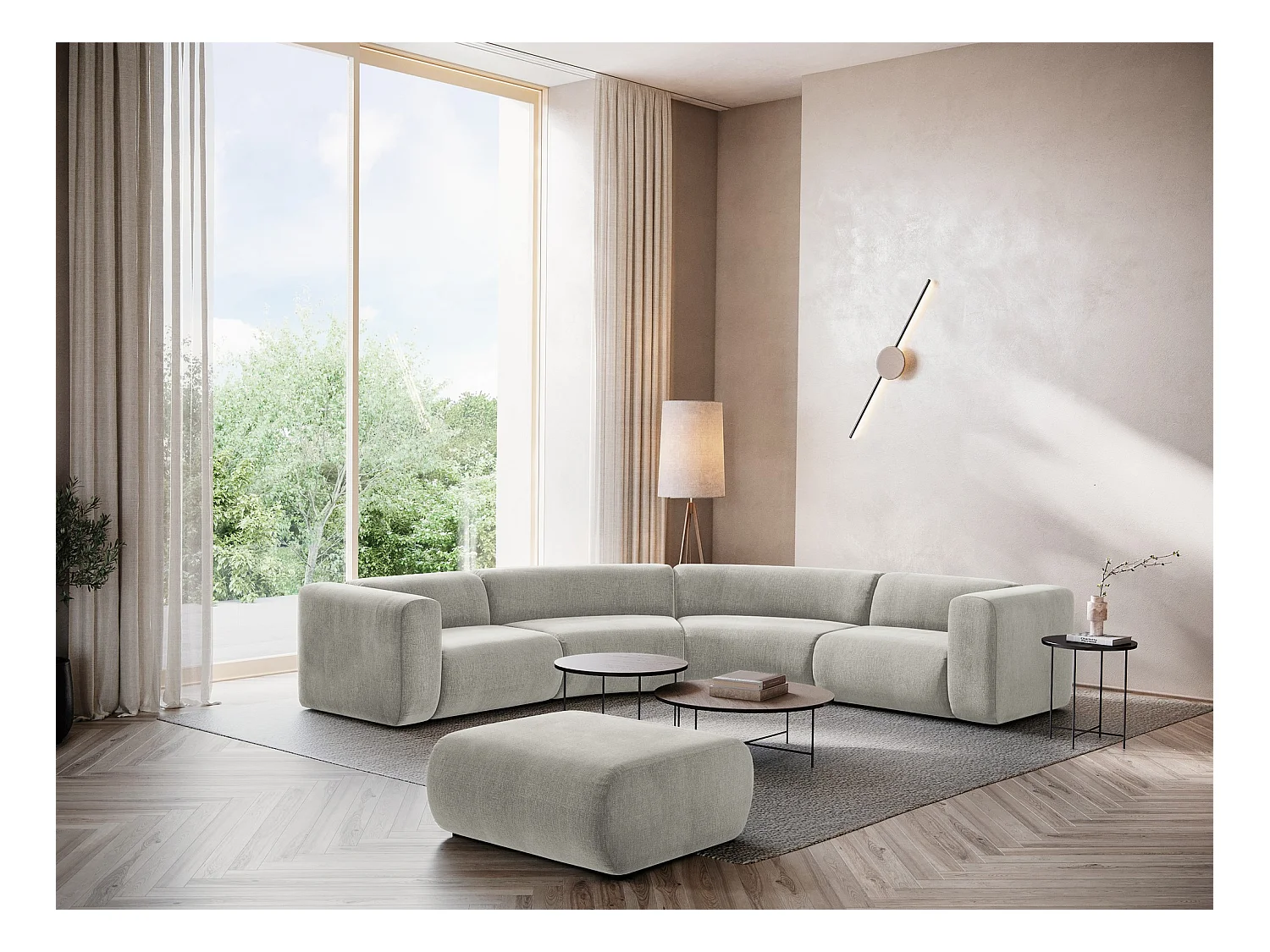 Modulares Ecksofa - - Chenille - Beige - EKAHI