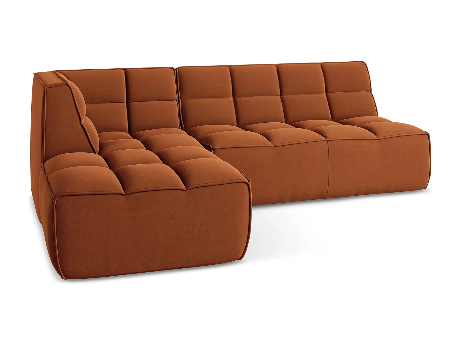 4-Sitzer Modulares Ecksofa - Ecke Rechts - Samt - Terrakotta - KALAI