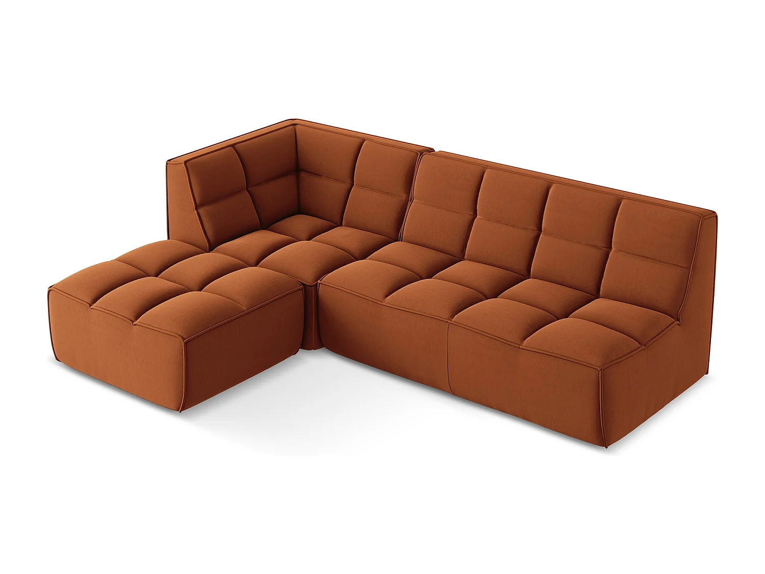 Modulaire hoekbank rechts van terracotta velours - KALAI