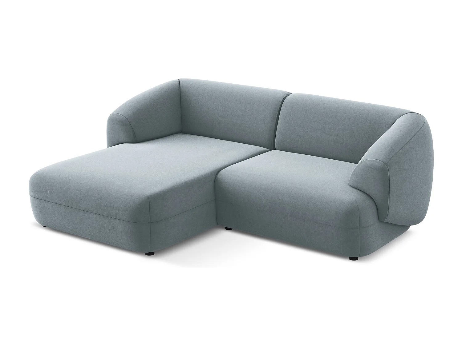 Canapé d'angle 2,5 places modulaire gauche en velours - bleu clair - MOANA