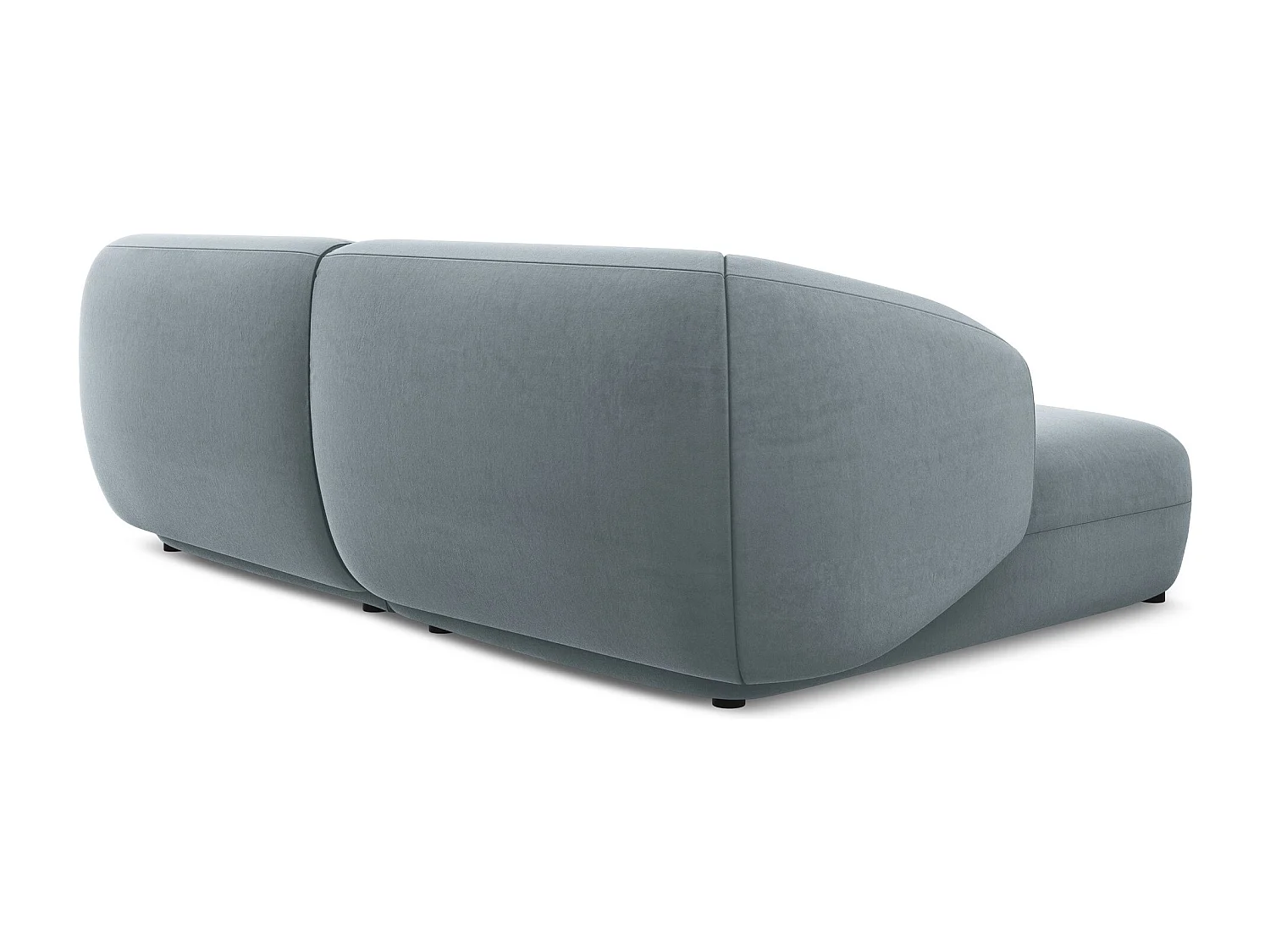 Canapé d'angle 2,5 places modulaire gauche en velours - bleu clair - MOANA