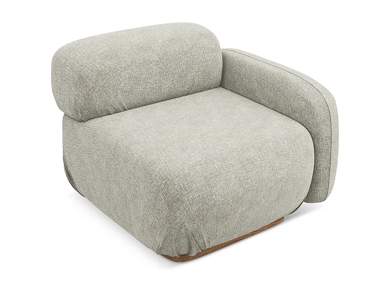 Module avec accoudoirs droit en tissu chenille - argent - AILANI