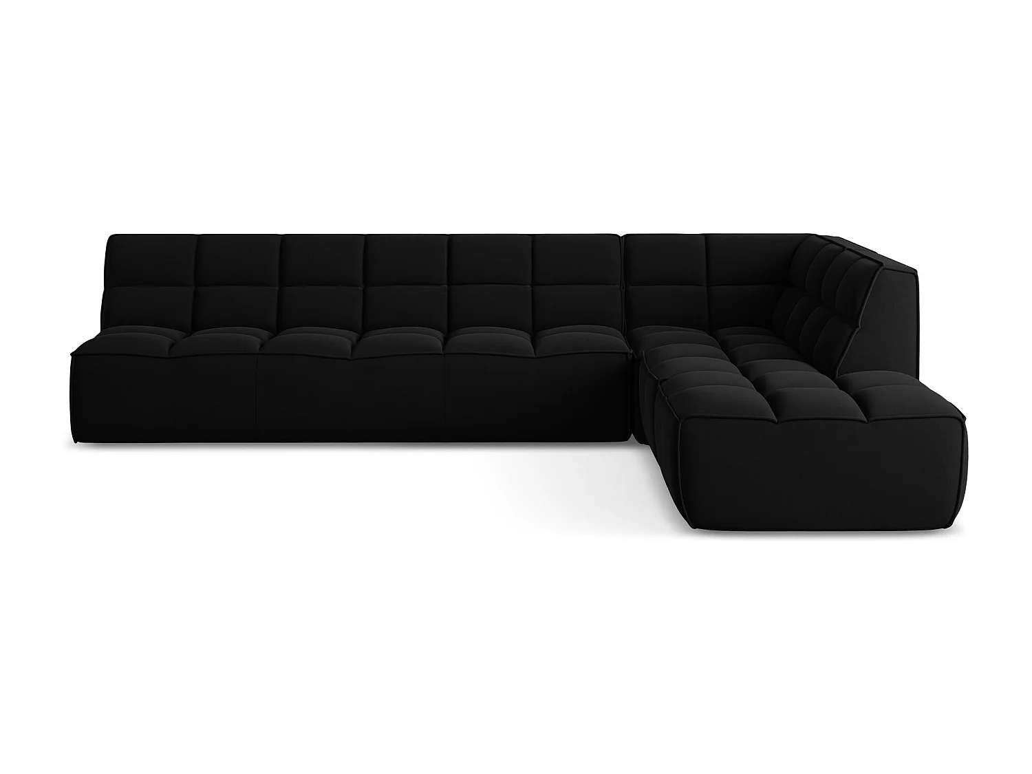 5-Sitzer Modulares Ecksofa - Ecke Rechts - Samt - Schwarz - KALAI
