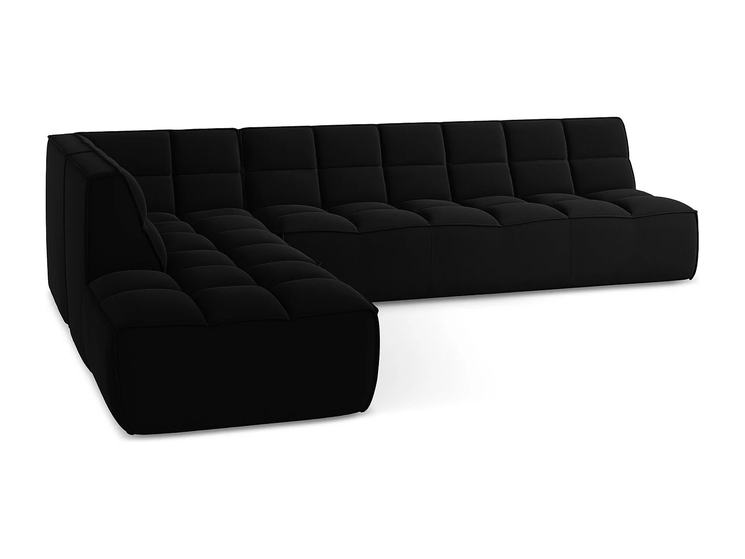 5-Sitzer Modulares Ecksofa - Ecke Rechts - Samt - Schwarz - KALAI