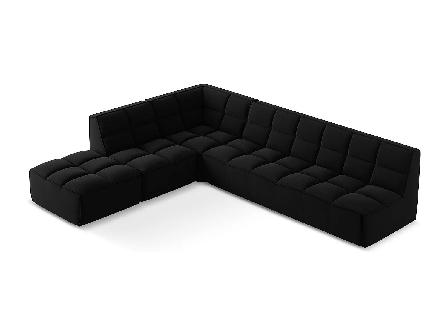 5-Sitzer Modulares Ecksofa - Ecke Rechts - Samt - Schwarz - KALAI