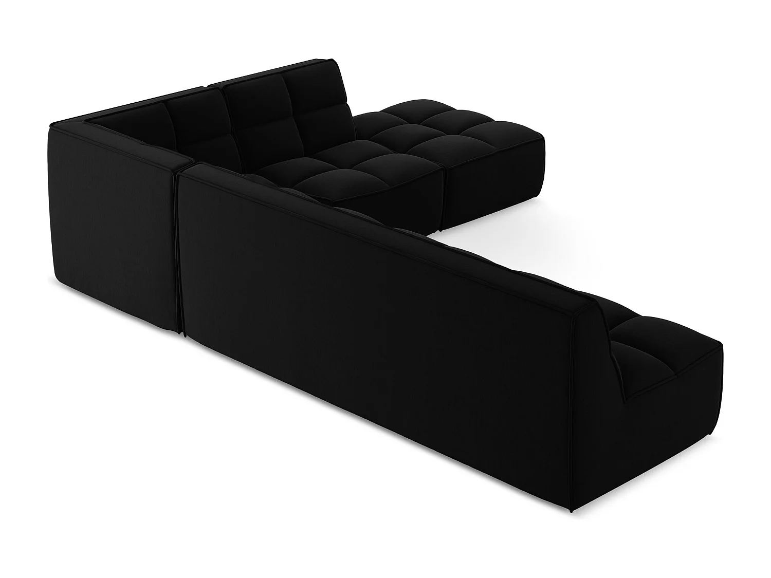 5-Sitzer Modulares Ecksofa - Ecke Rechts - Samt - Schwarz - KALAI