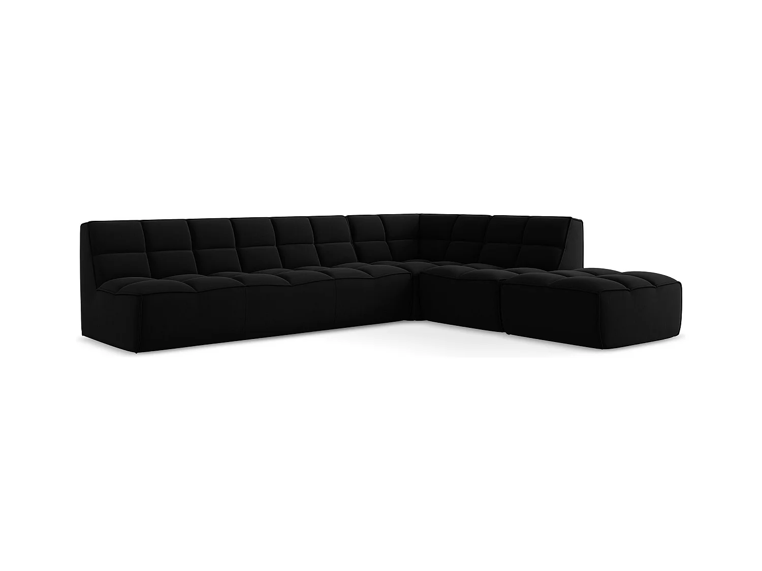 5-Sitzer Modulares Ecksofa - Ecke Rechts - Samt - Schwarz - KALAI