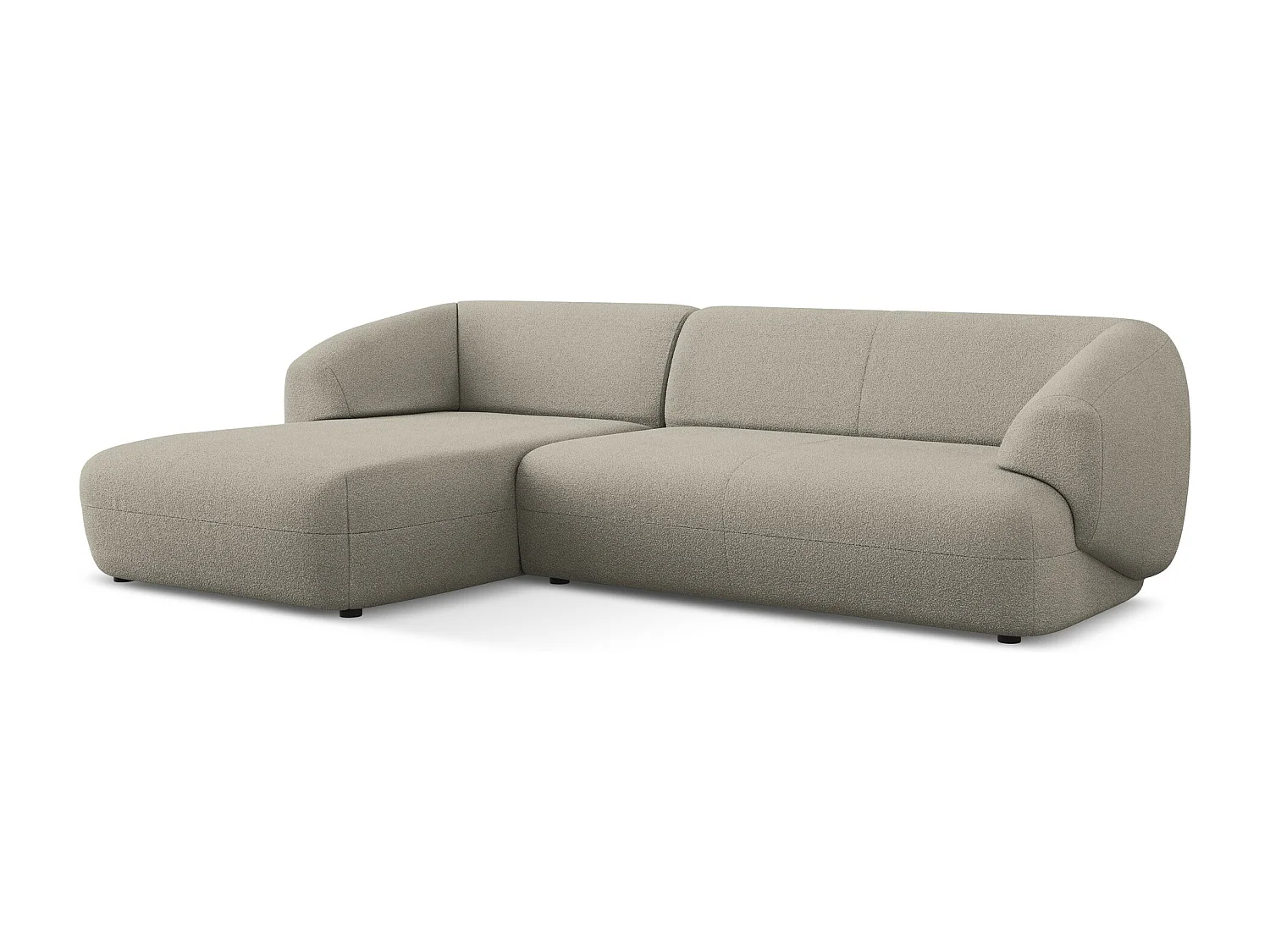 Canapé d'angle 3 places modulaire gauche en tissu bouclette - beige foncé - MOANA