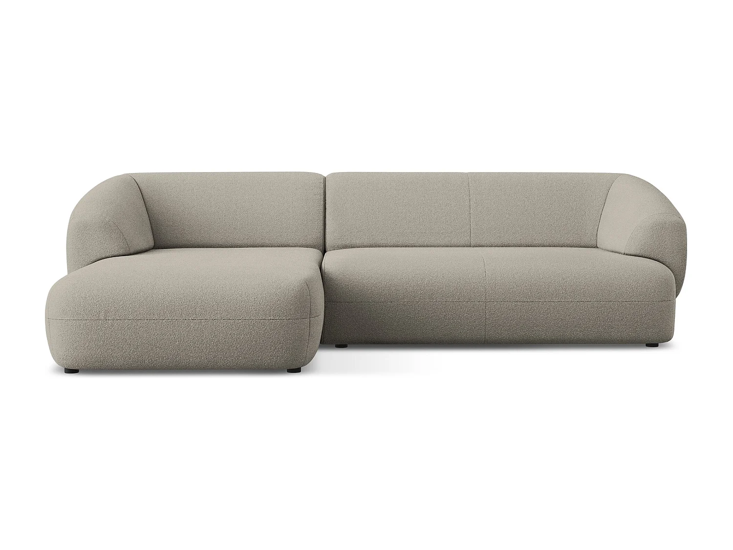 Canapé d'angle 3 places modulaire gauche en tissu bouclette - beige foncé - MOANA