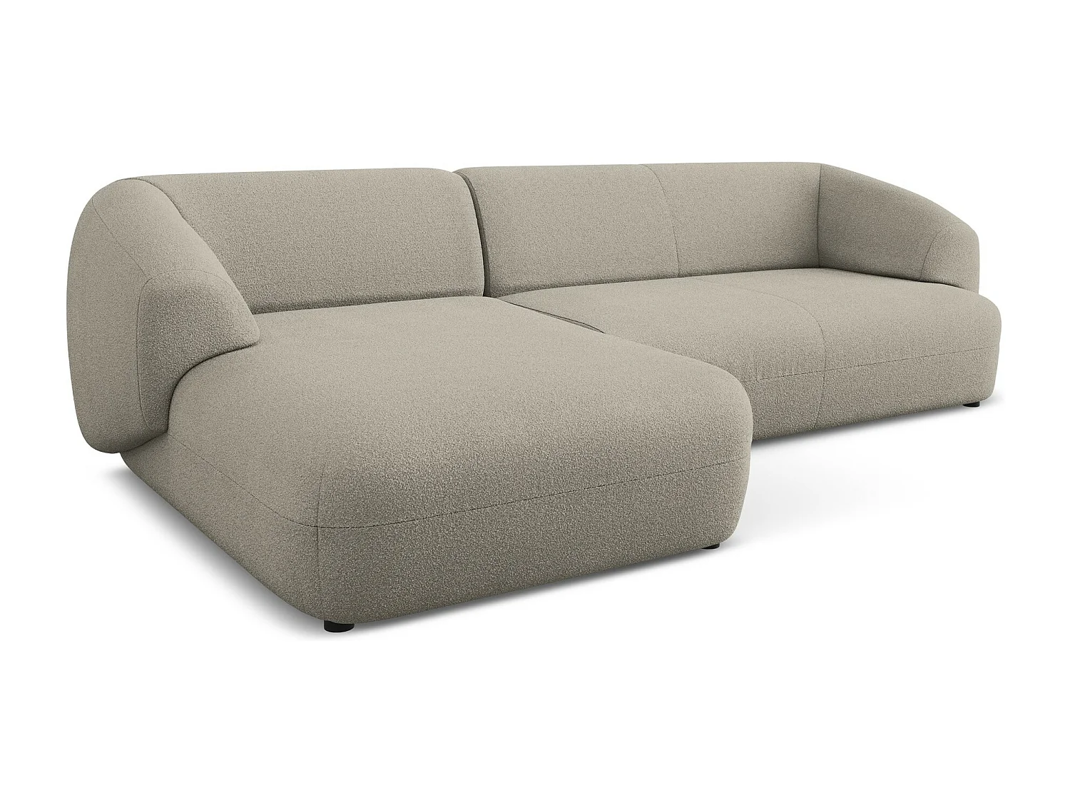 Canapé d'angle 3 places modulaire gauche en tissu bouclette - beige foncé - MOANA