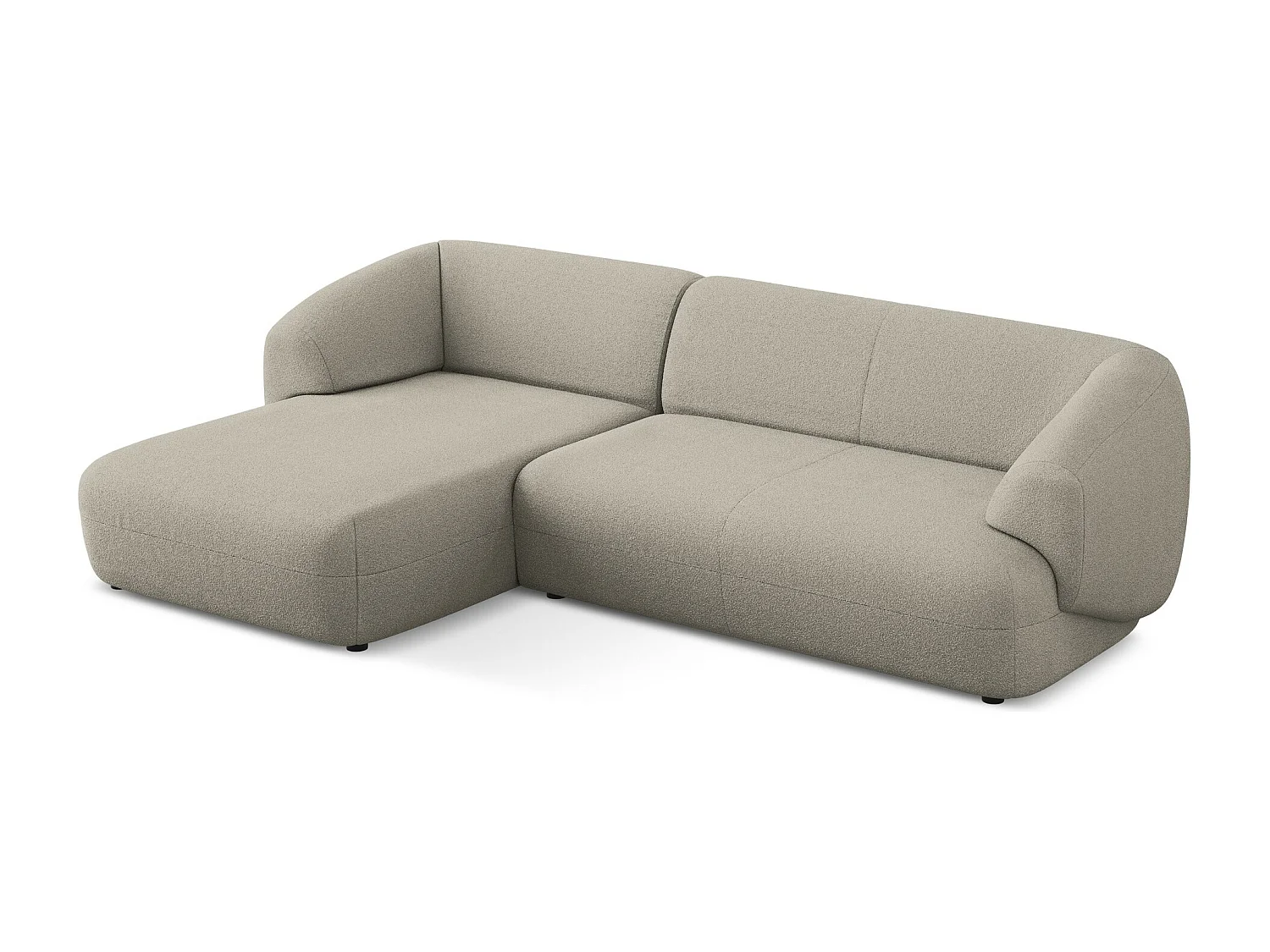 Canapé d'angle 3 places modulaire gauche en tissu bouclette - beige foncé - MOANA