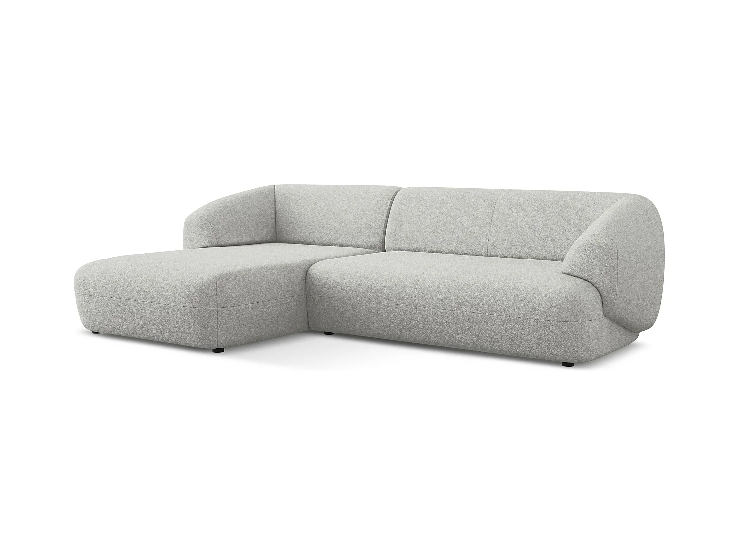 3-Sitzer Modulares Ecksofa - Ecke Links - Bouclé - Hellgrau - MOANA