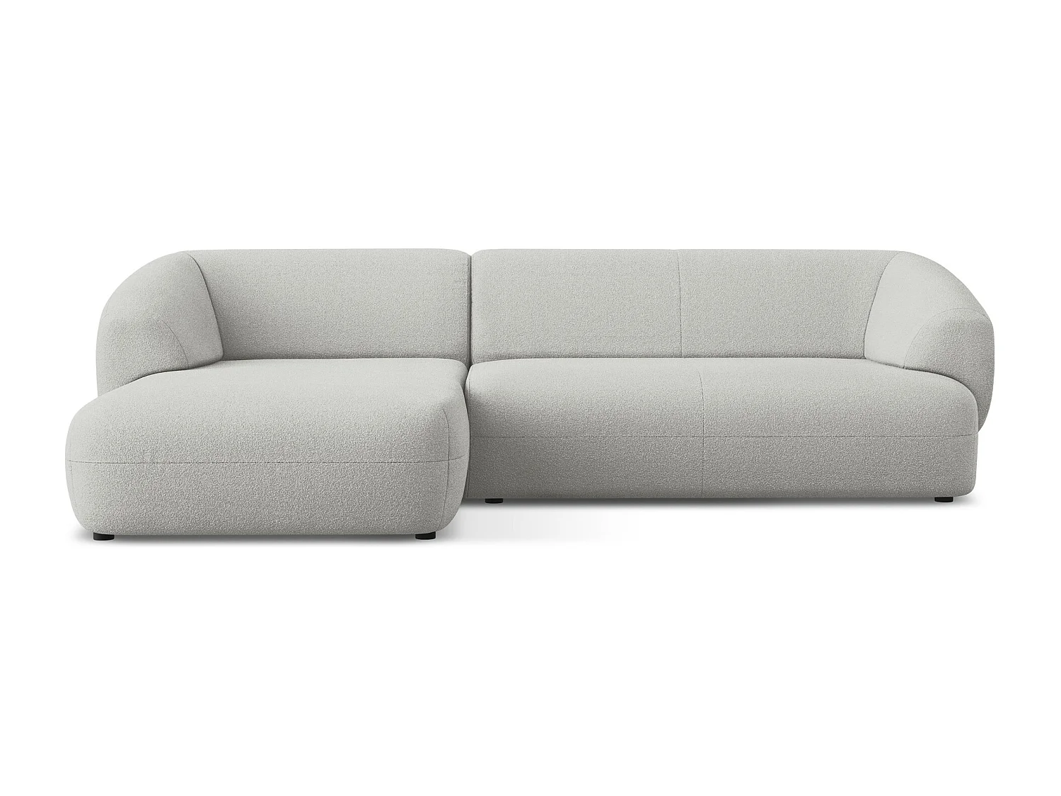 Canapé d'angle 3 places modulaire gauche en tissu bouclette - gris clair - MOANA