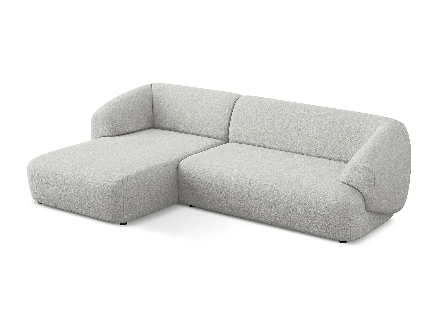 Canapé d'angle 3 places modulaire gauche en tissu bouclette - gris clair - MOANA