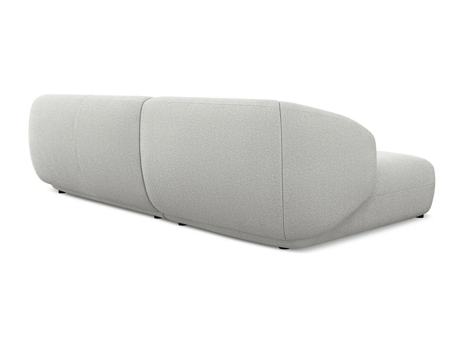 Canapé d'angle 3 places modulaire gauche en tissu bouclette - gris clair - MOANA