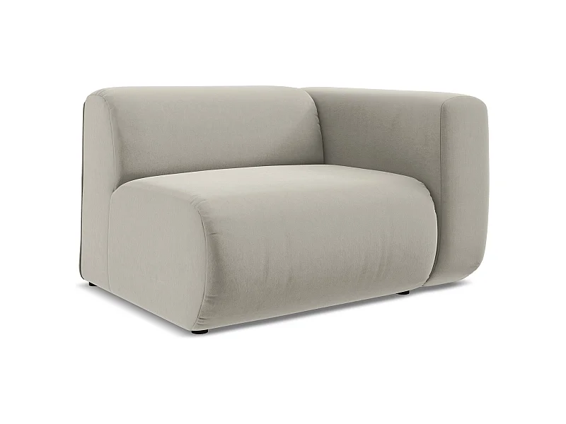 Module avec accoudoirs droit en velours - perle - EKAHI