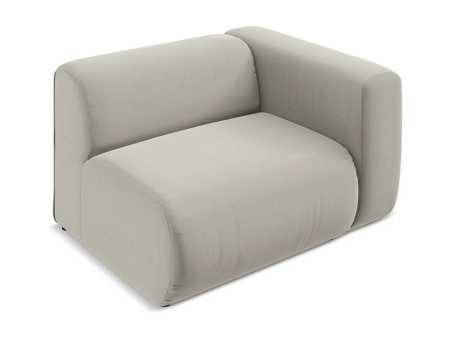 Module avec accoudoirs droit en velours - perle - EKAHI