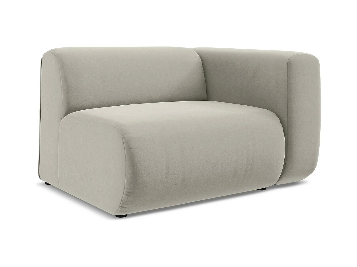 Bankmodule met armleuning rechts van parel velours - EKAHI