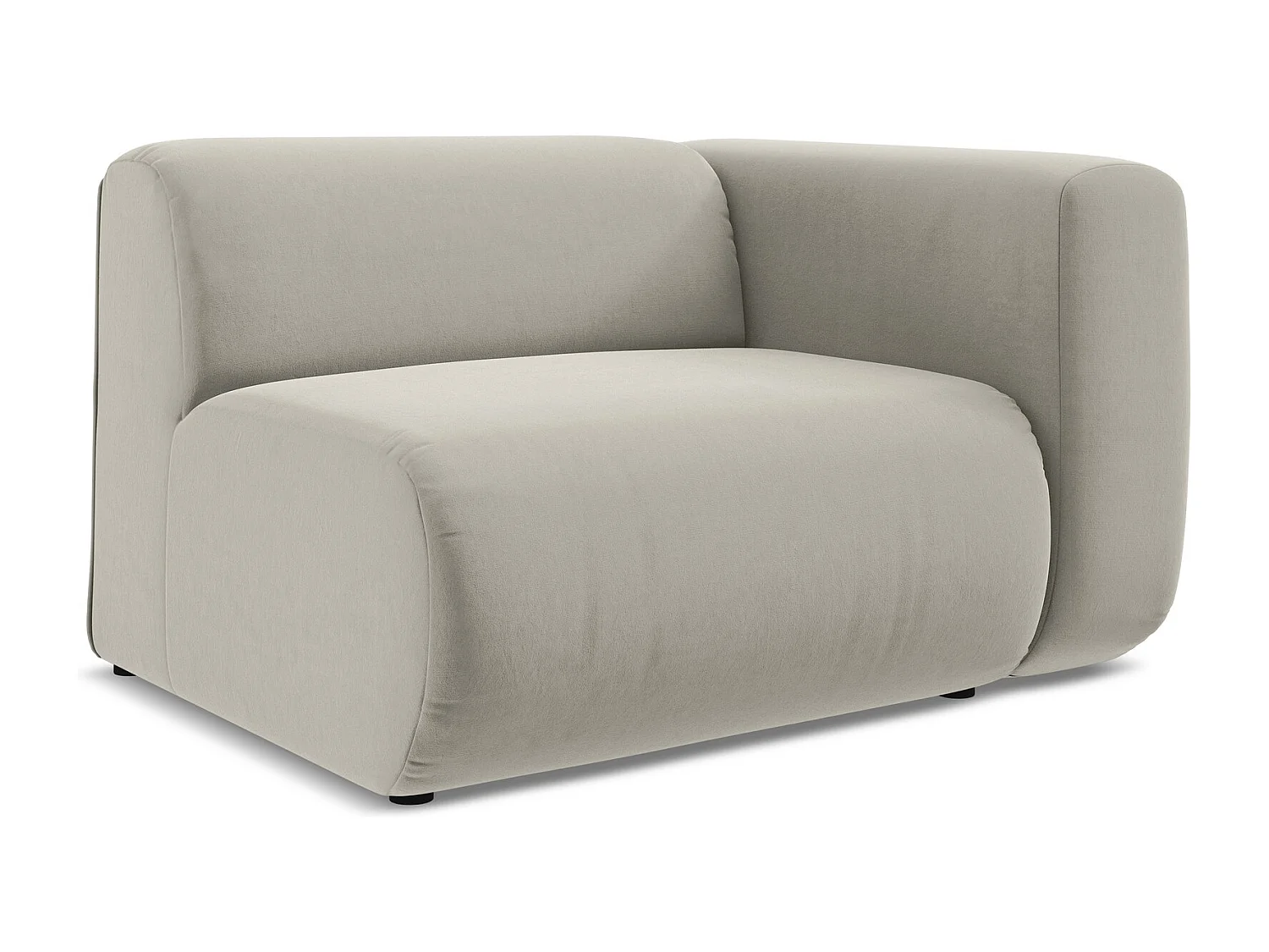 Bankmodule met armleuning rechts van parel velours - EKAHI