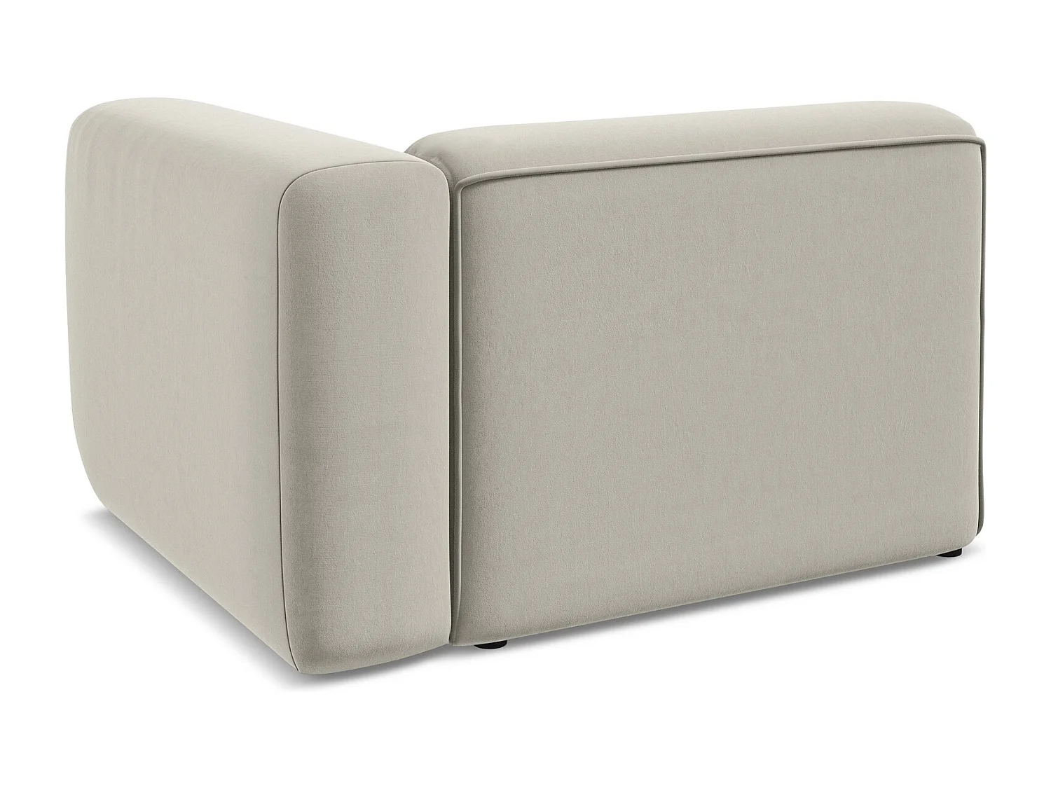 Bankmodule met armleuning rechts van parel velours - EKAHI