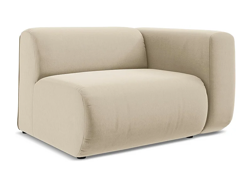 Module avec accoudoirs droit en velours - beige clair - EKAHI