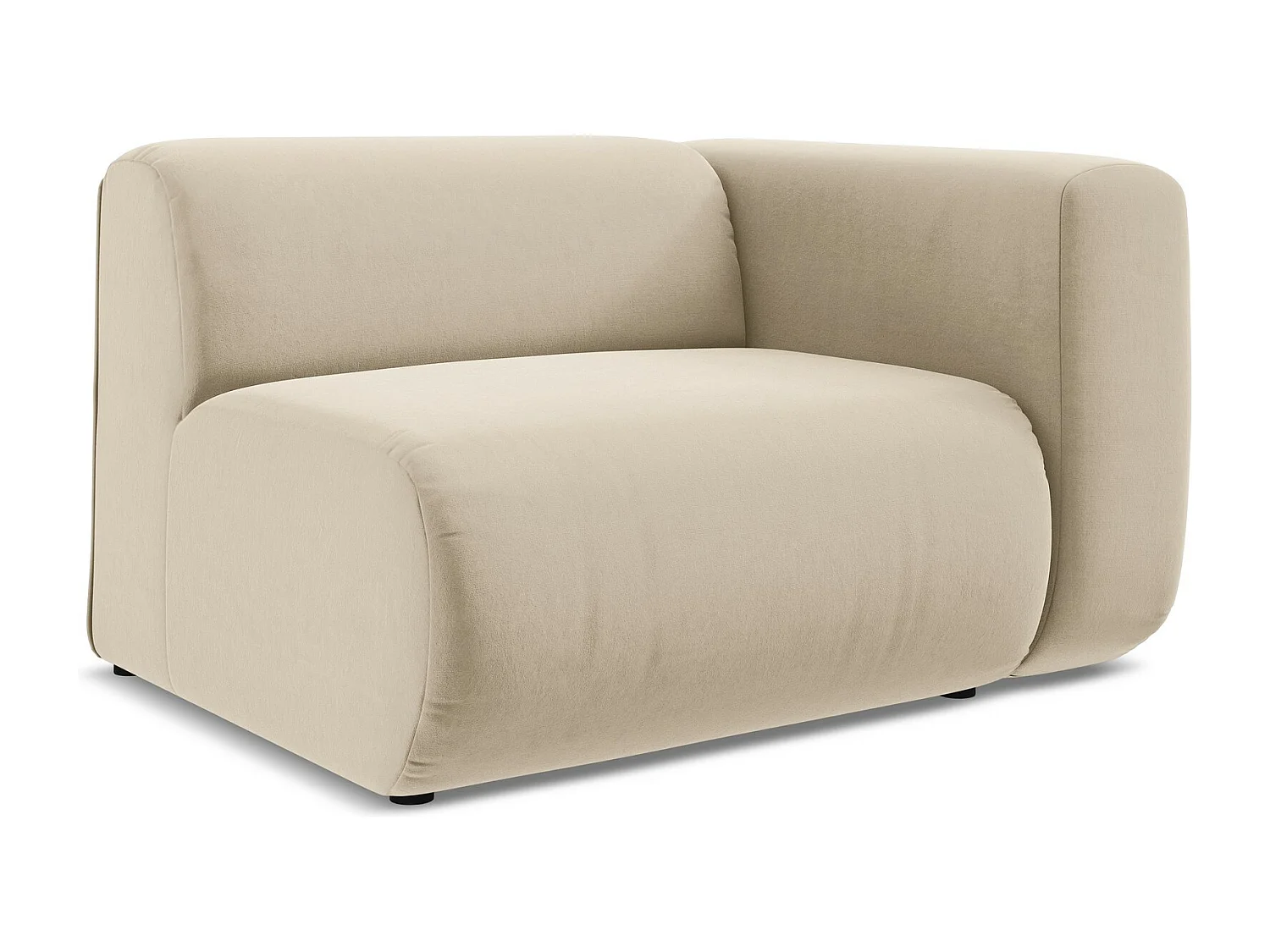 Module avec accoudoirs droit en velours - beige clair - EKAHI