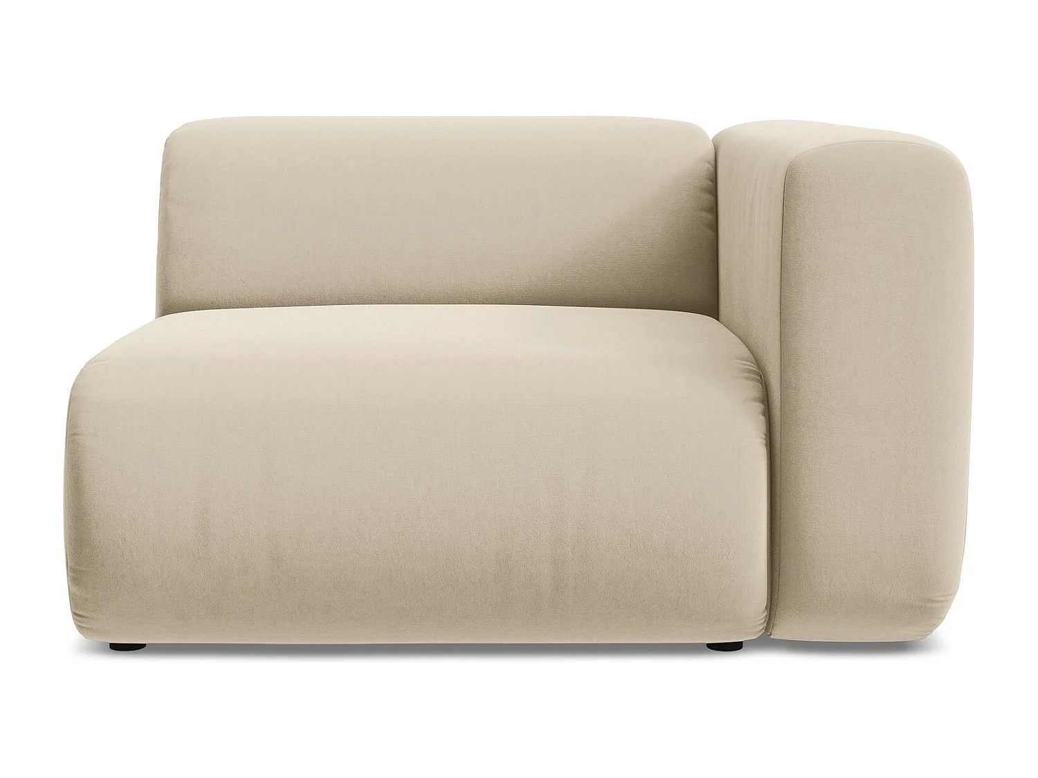 Module avec accoudoirs droit en velours - beige clair - EKAHI