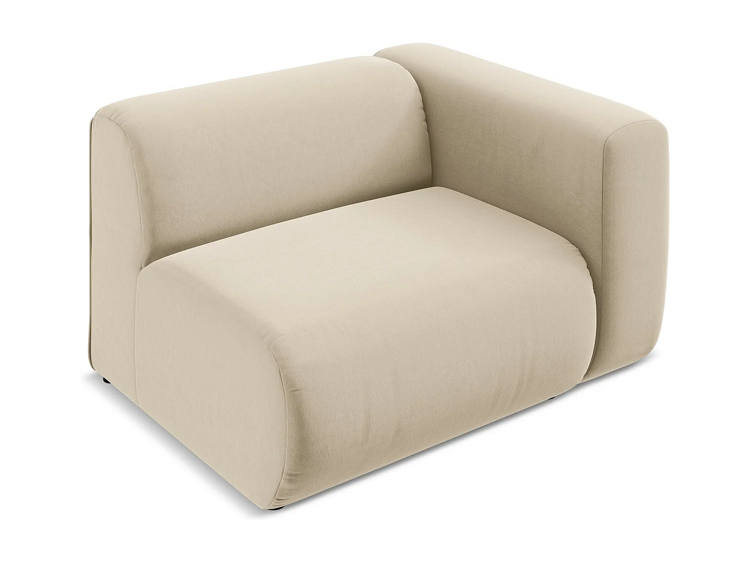 Module avec accoudoirs droit en velours - beige clair - EKAHI