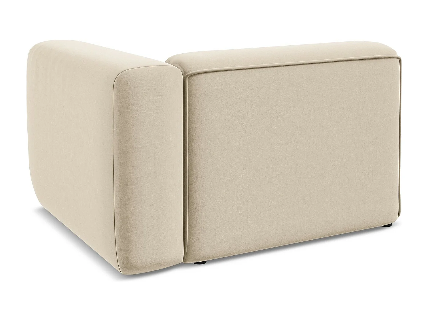 Module avec accoudoirs droit en velours - beige clair - EKAHI