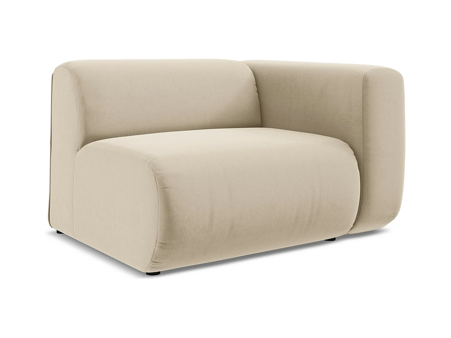 Sofá módulo con reposabrazos derecho de terciopelo beige claro - EKAHI
