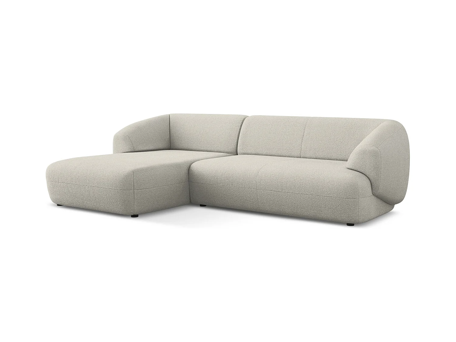 3-Sitzer Modulares Ecksofa - Ecke Links - Bouclé - Beige - MOANA