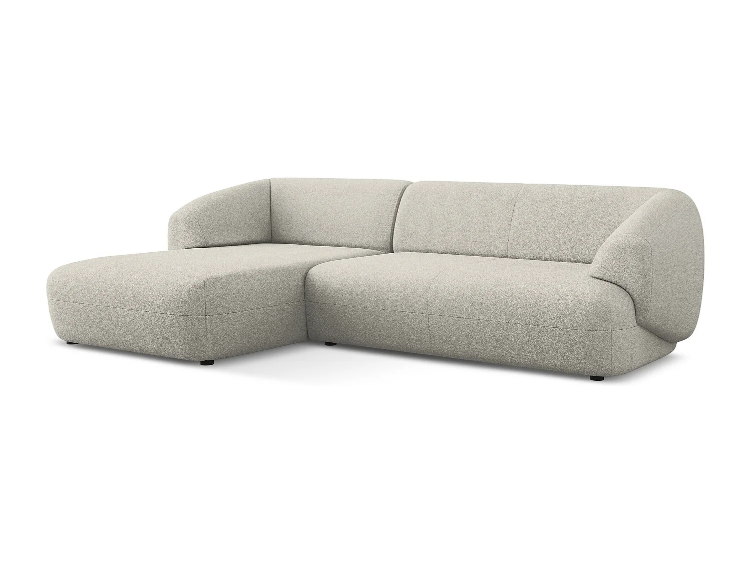 Sofá de canto modular esquerdo 3 lugares em tecido bouclé bege - MOANA