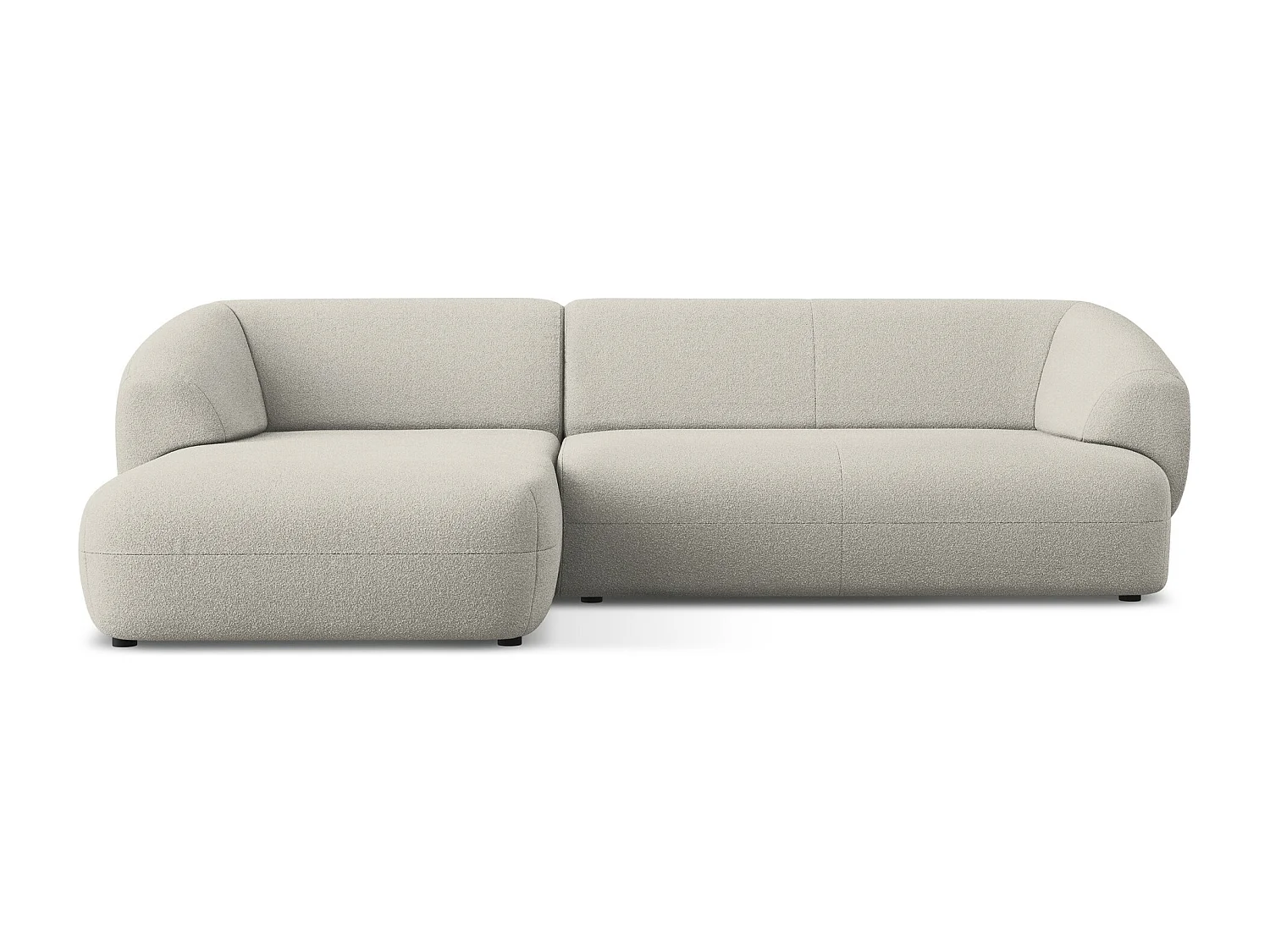 Sofá de canto modular esquerdo 3 lugares em tecido bouclé bege - MOANA