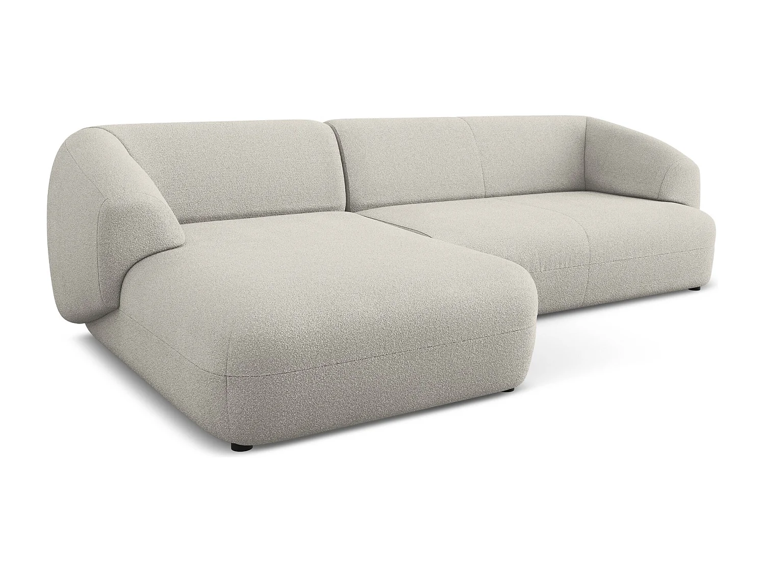 Sofá de canto modular esquerdo 3 lugares em tecido bouclé bege - MOANA