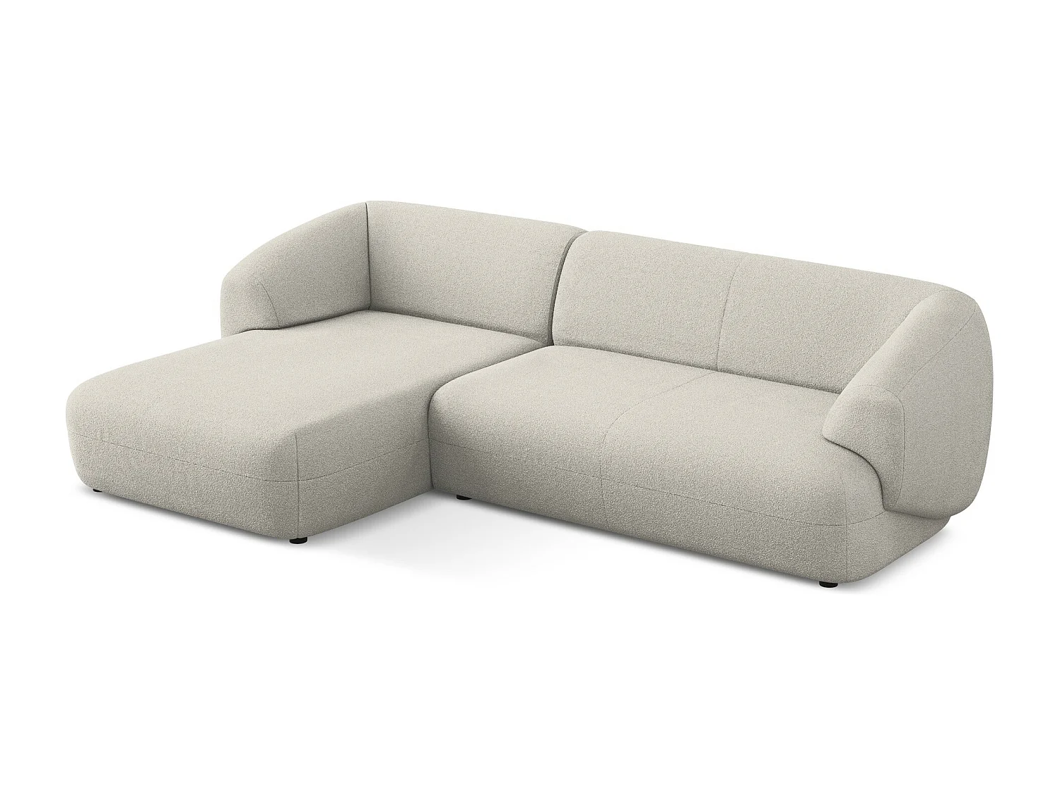 Sofá de canto modular esquerdo 3 lugares em tecido bouclé bege - MOANA