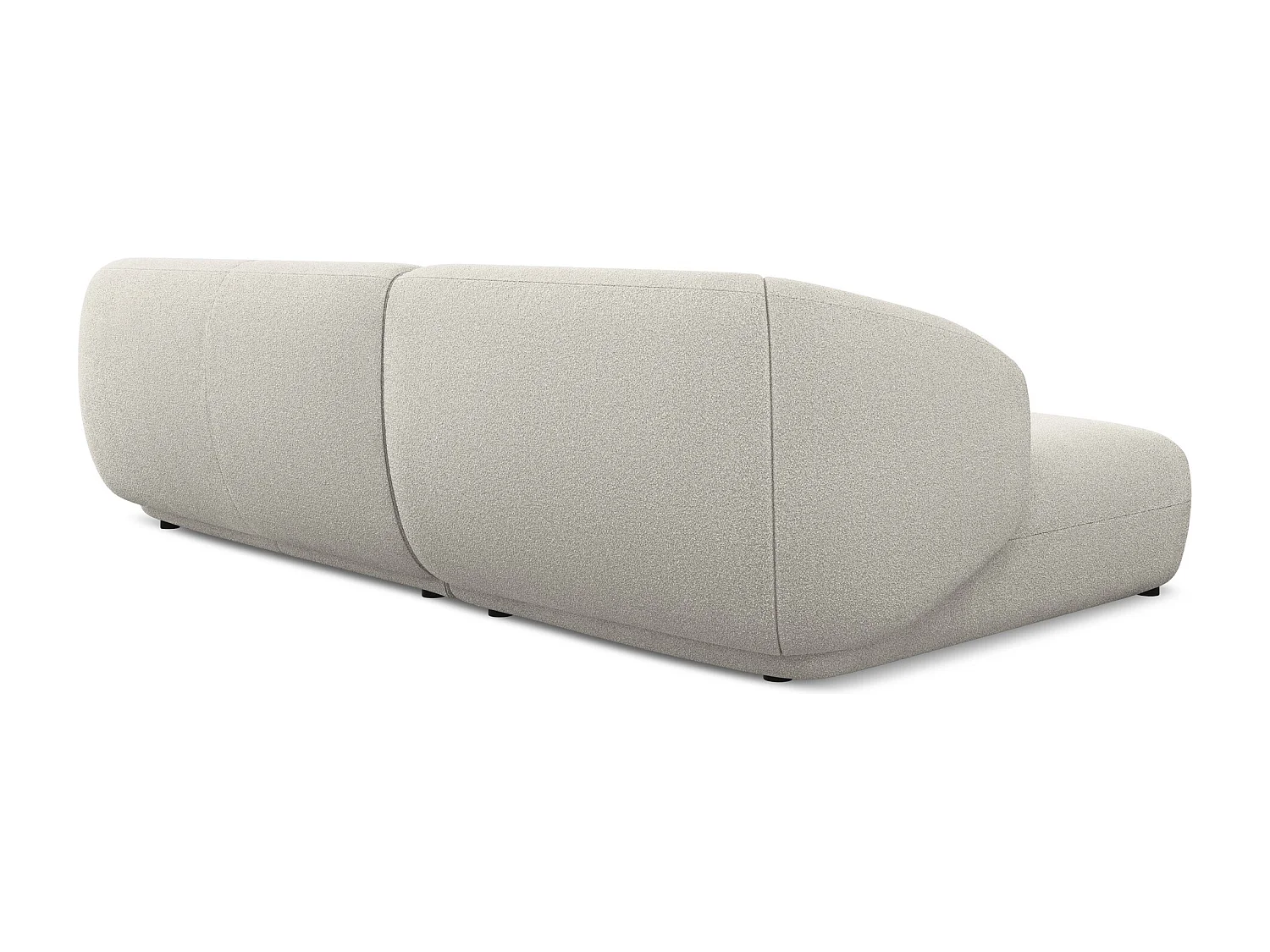 Sofá de canto modular esquerdo 3 lugares em tecido bouclé bege - MOANA