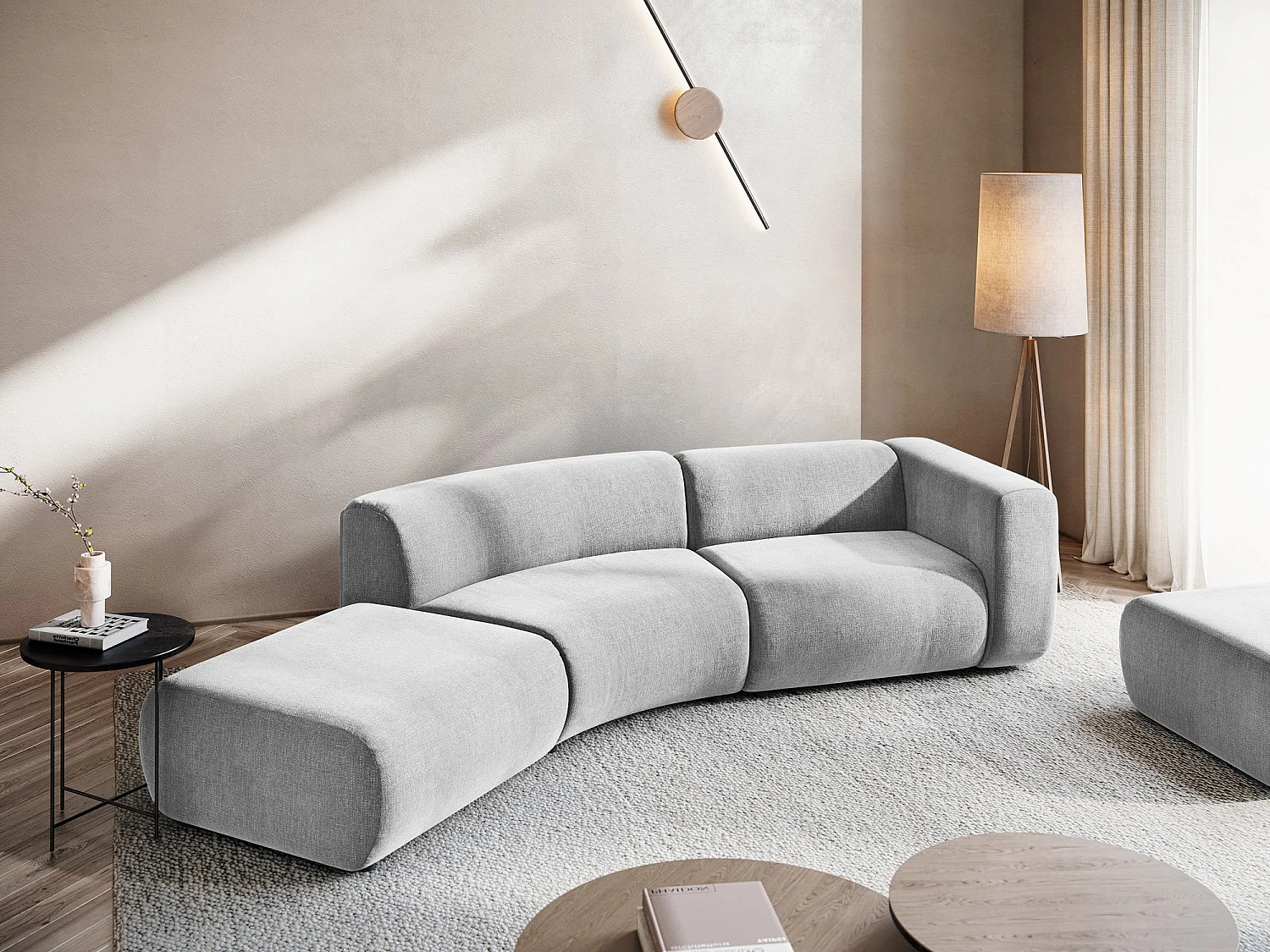 4-Sitzer Sofa Links - - Chenille - Hellgrau - EKAHI