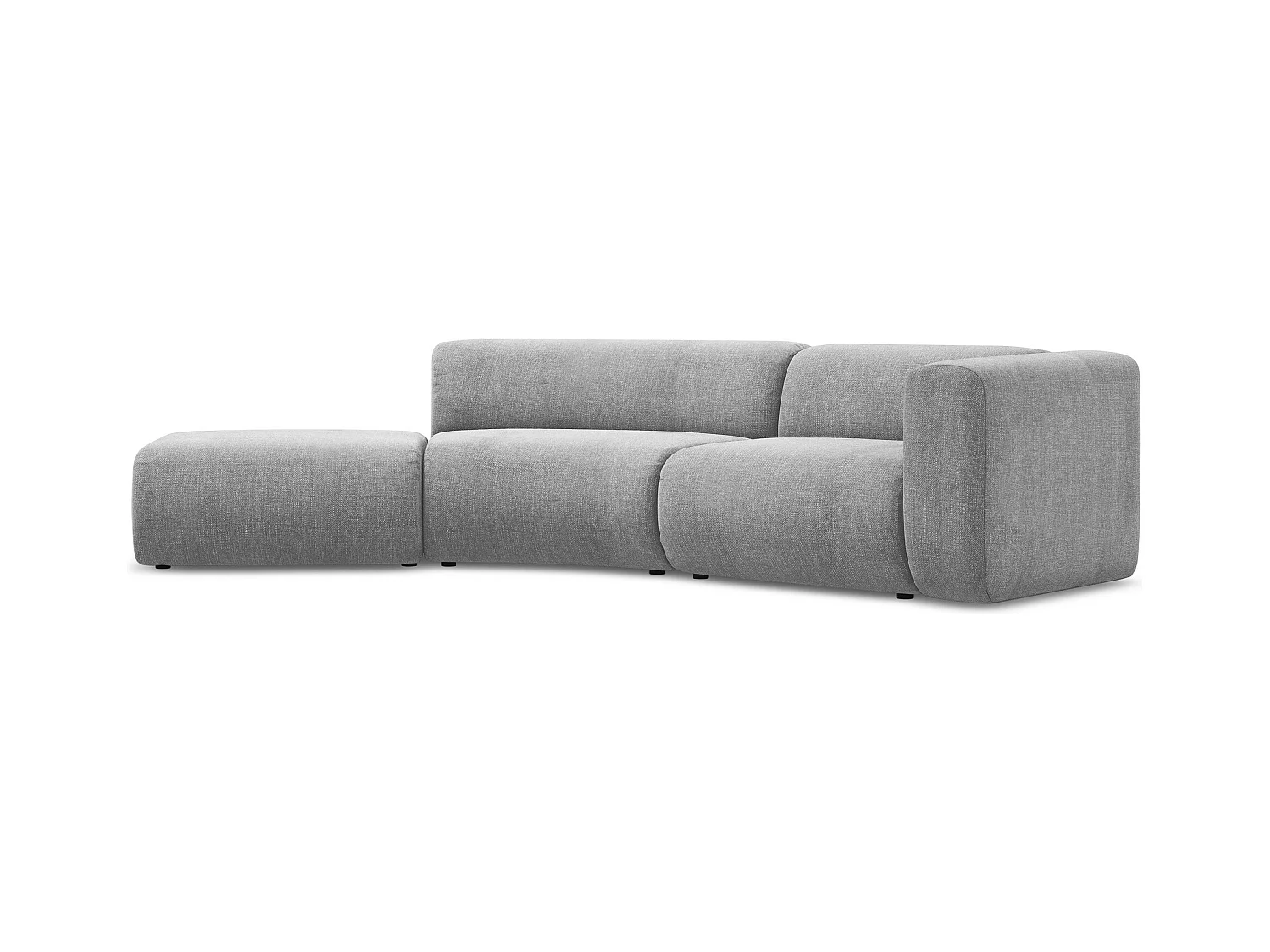 Canapé modulable 4 places gauche en tissu chenille - gris clair - EKAHI