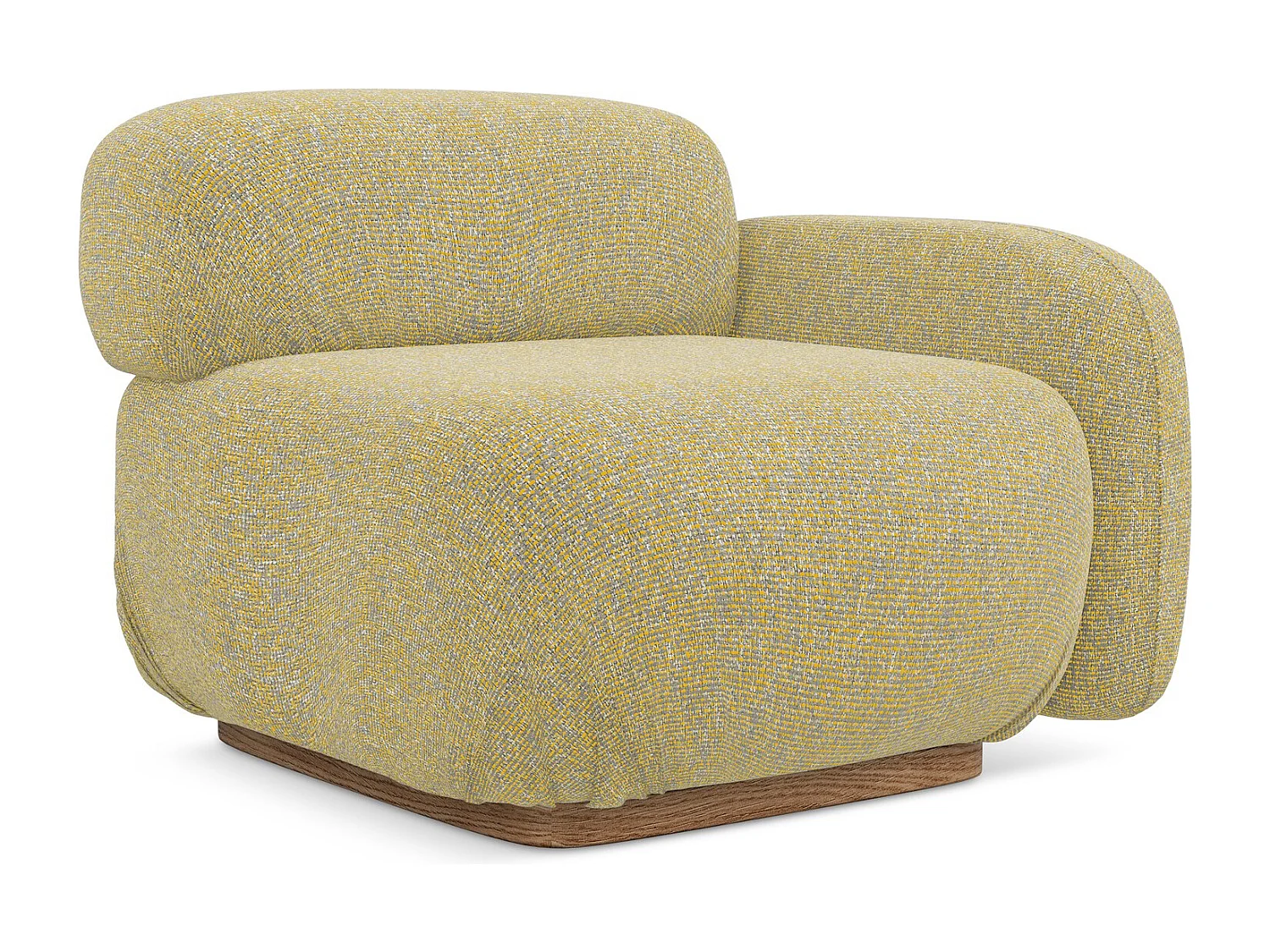 Moduł z podłokietnikiem prawy - z tkaniny strukturalnej - musztardowy - AILANI