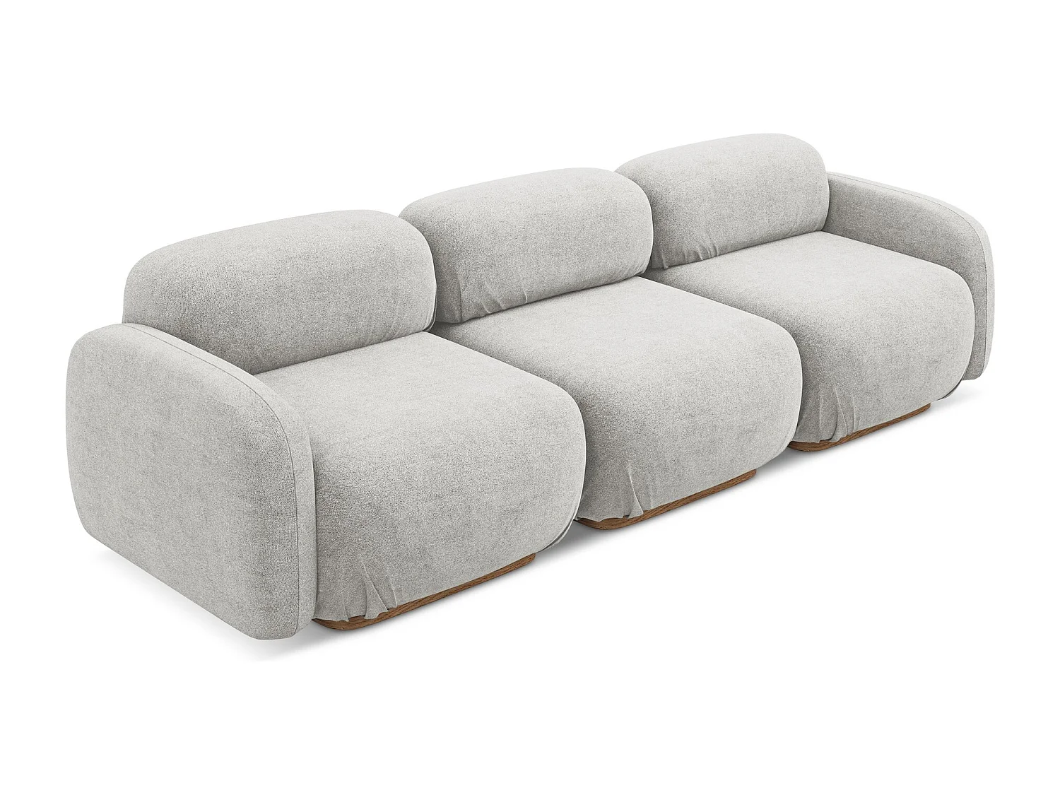 Canapé modulable 4 places en tissu bouclette - argent - AILANI