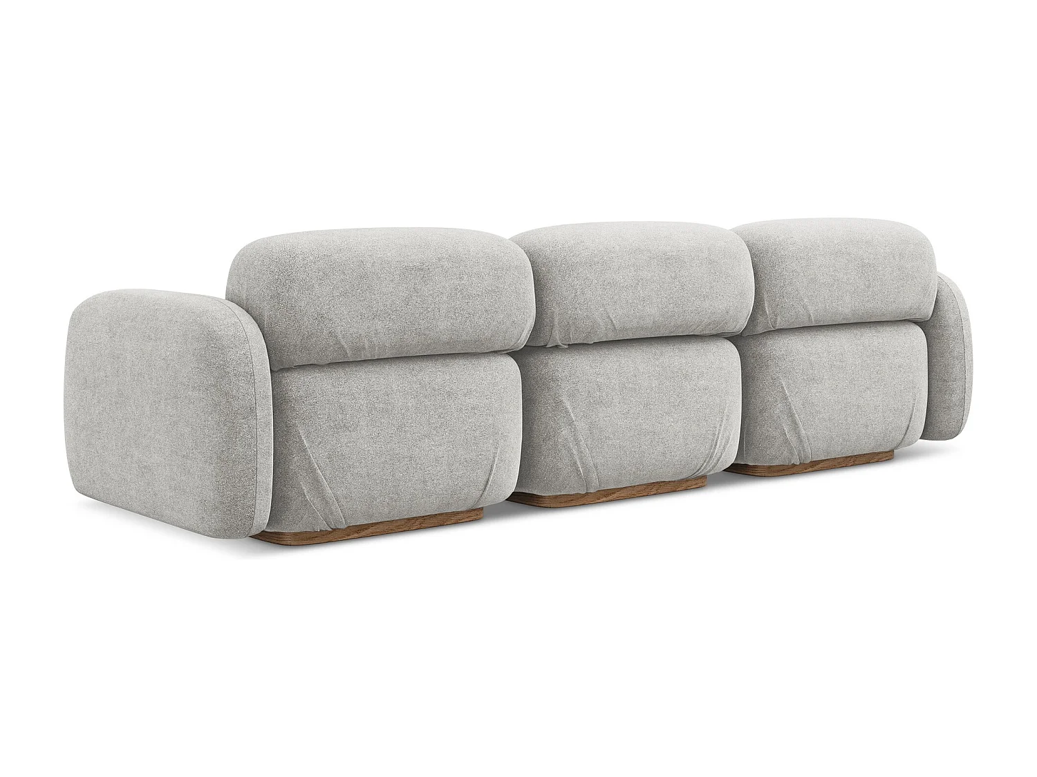 Canapé modulable 4 places en tissu bouclette - argent - AILANI