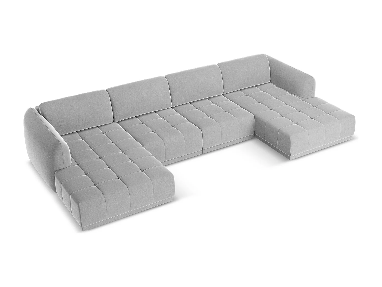 Canapé d'angle panoramique en velours - gris - HOKU