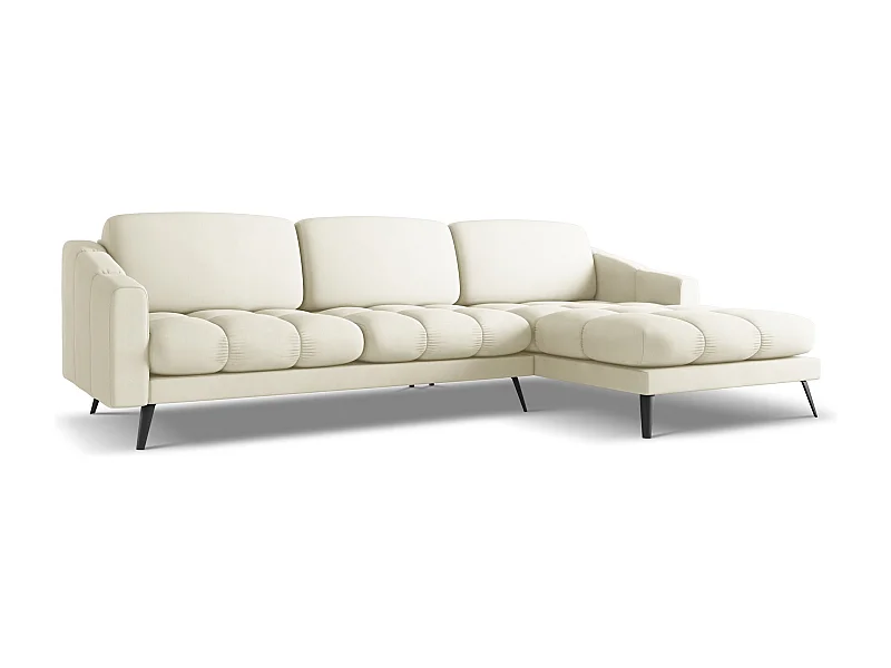 Canapé d'angle droit en tissu chenille - beige - NALU