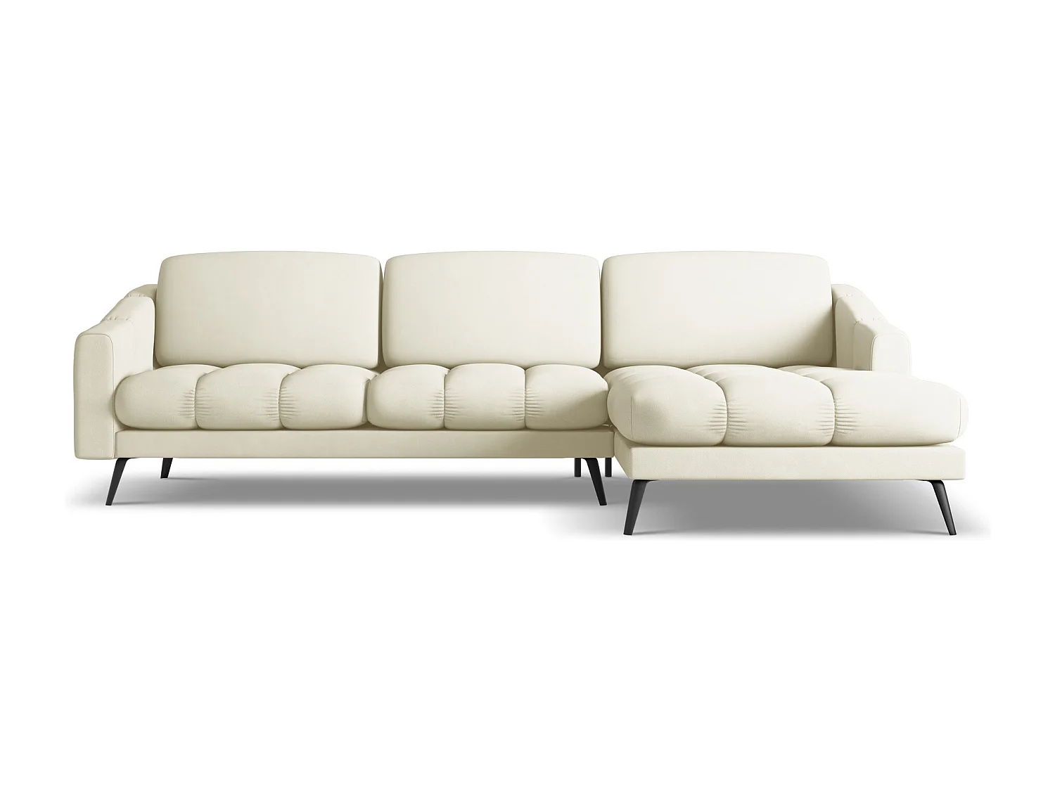 Narożnik prawostronny - z tkaniny szenilowej - beżowy - NALU